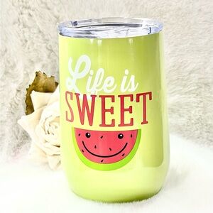 New with tag “LIFE IS SWEET” 16oz INSULATED STEMLESS DOUBLE WALLED CUP w/lid